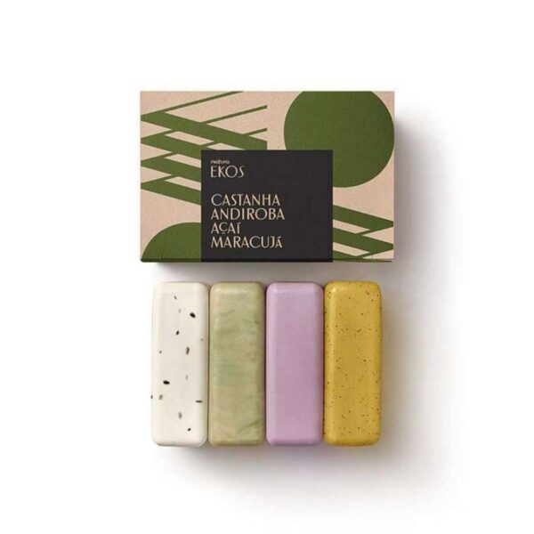 CAAM. Ekos Jabones en barra puro vegetal cremosos y exfoliantes Caja con 4 unidades de 100 g c/u