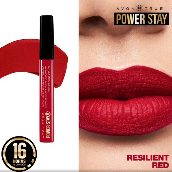 Power Stay Labial Líquido - 6 ml. Avon. Tono Resilient red