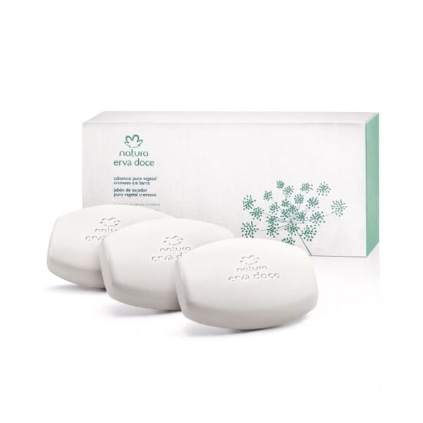 Erva Doce. Jabones en barra puro vegetal cremosos x 3 jabones de 90 g cada uno. Natura