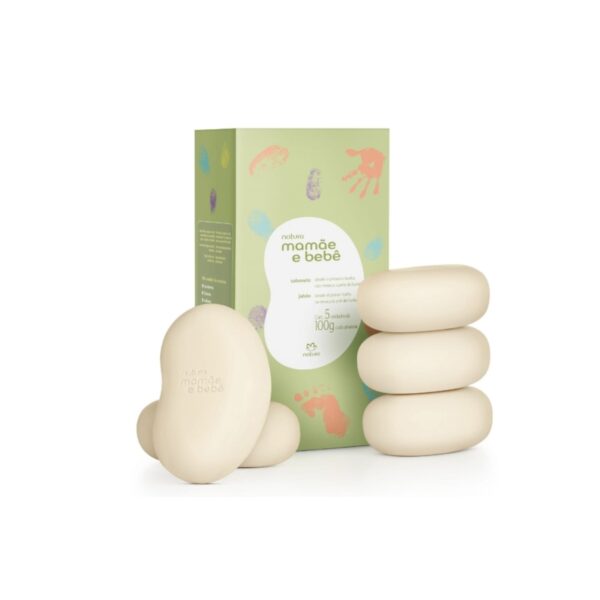 Mamá y Bebé Jabones en barra puro vegetal 5 unidades de 100 g cada uno. Natura
