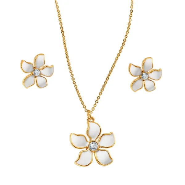 Set Collar + Aretes White Bouquet. Esika