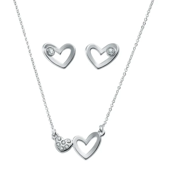 Set Collar + Aretes Twin Hearts. Esika