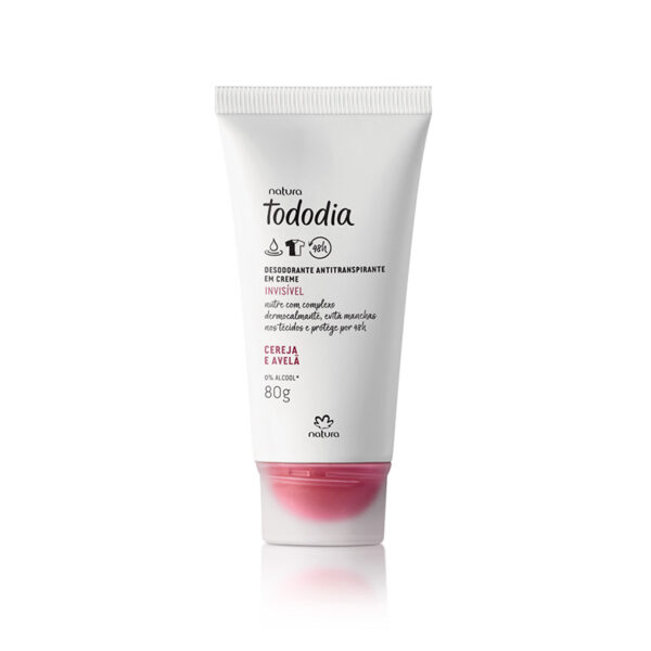 Cereza y avellana. Desodorante antitranspirante en crema invisible 80g. Natura Tododia.