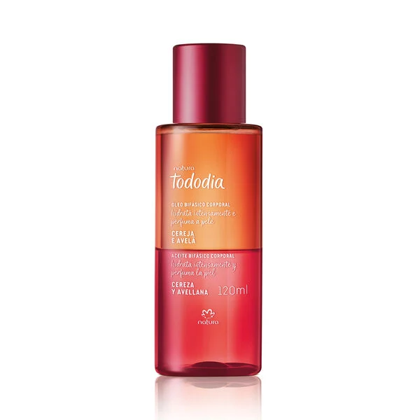 Cereza y avellana. Óleo bifásico corporal. Natura tododia 120 ml