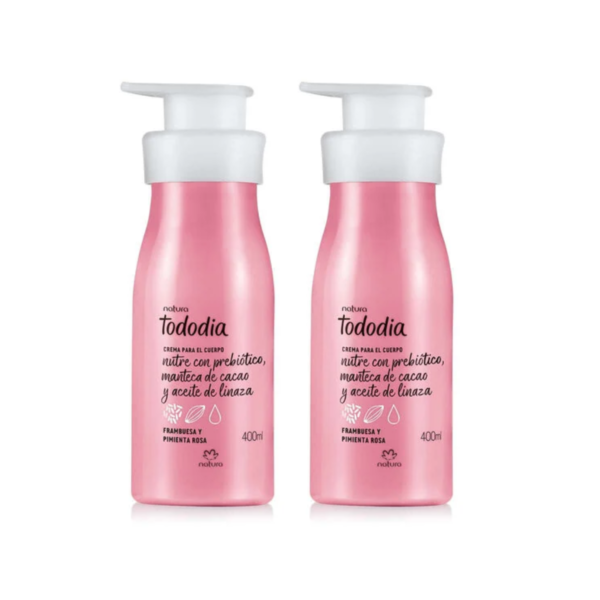 Pack X2 . Hidratante Frambuesa y pimienta rosa 400ml. Natura