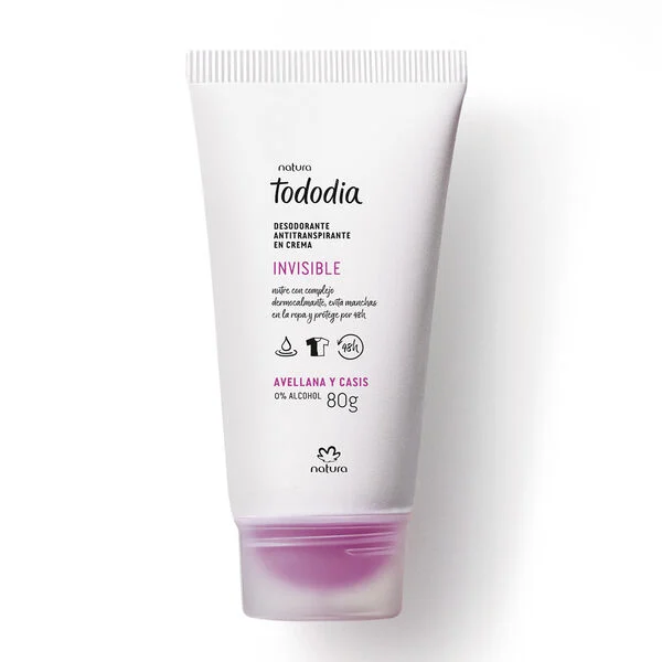Avellana y casis. Desodorante antitraspirante en crema invisible 80g