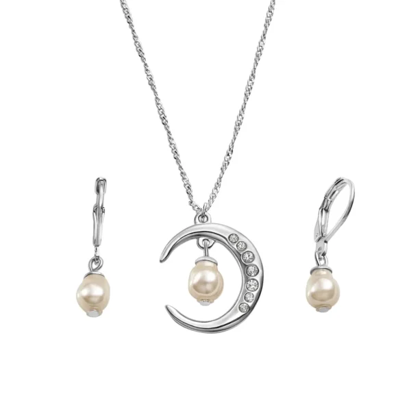 Set Collar + Aretes Pearly Moon. Esika