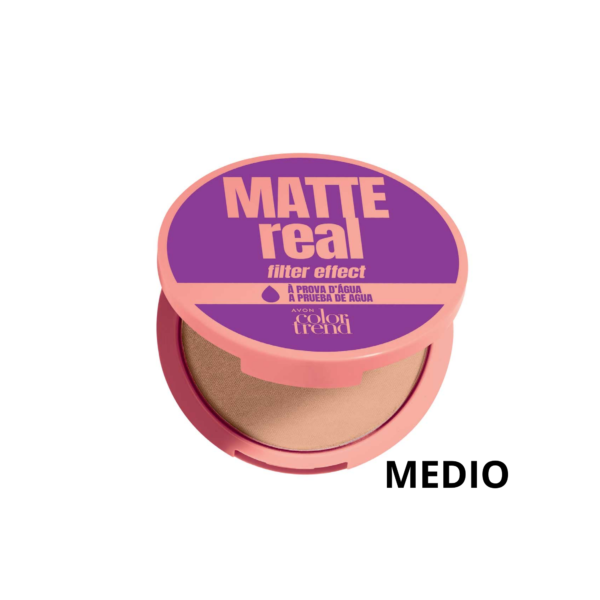 Color Trend Matte Real Polvo Compacto Mate A Prueba De Agua FPS 12 - 8 g. Tono MEDIO